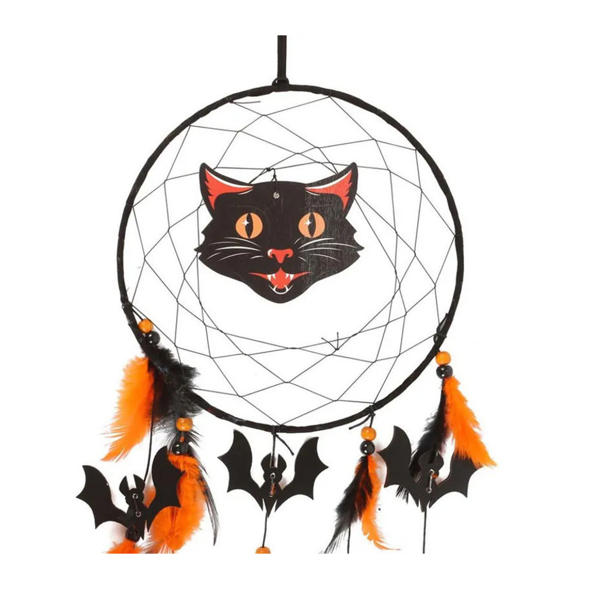 Something Different Halloween Traumfänger mit schwarzer Katze und Federn in Schwarz und Mehrfarbig - Bild 2