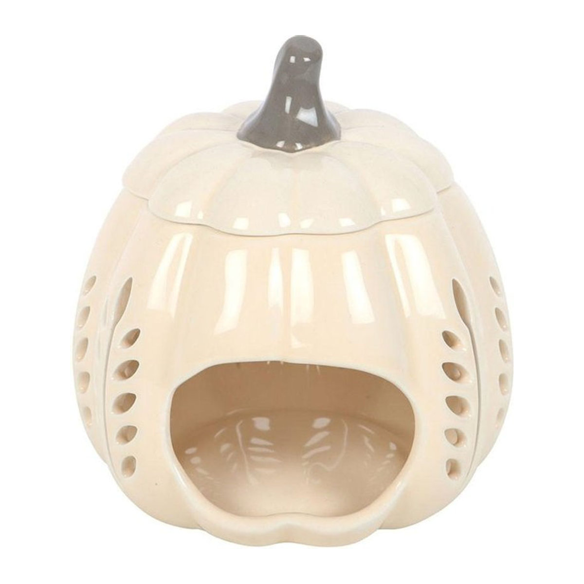Something Different Kürbis Öl-Brenner aus Keramik in Creme für Herbst und Halloween, H: 13,5 cm, B: 12,5 cm, T: 12,5 cm - Bild 1