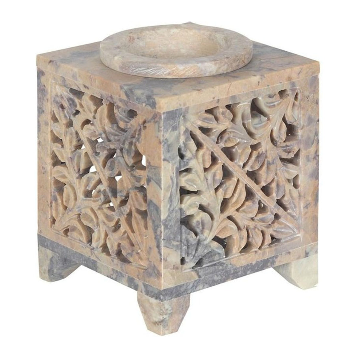Something Different Marokkanischer Bogenölbrenner aus Speckstein in Beige mit Teelichthalter für eine orientalische Dekoration - Bild 1