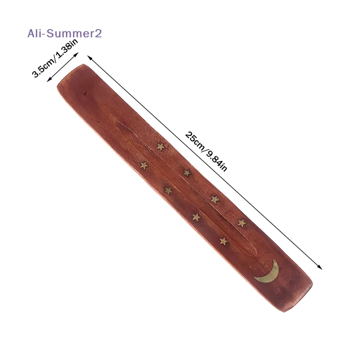 Sommer2 Holz-Räucherstäbchenhalter mit Ascheauffangschale in Braun mit geometrischem Design - Bild 5