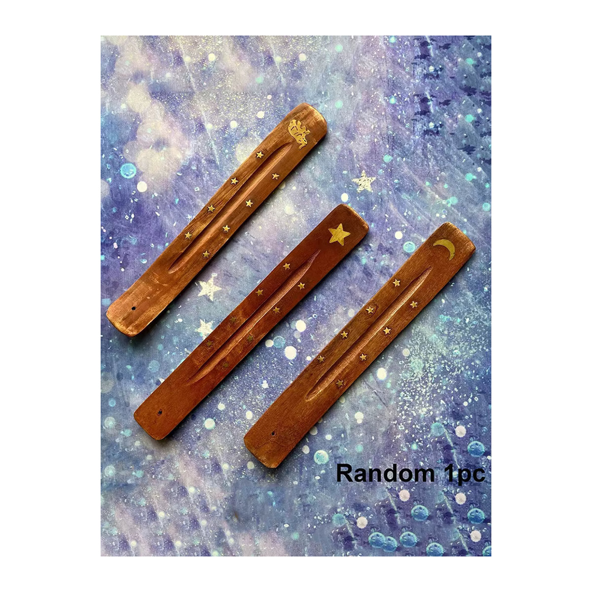 Sommer2 Holz-Räucherstäbchenhalter mit Ascheauffangschale in Braun mit geometrischem Design - Bild 6