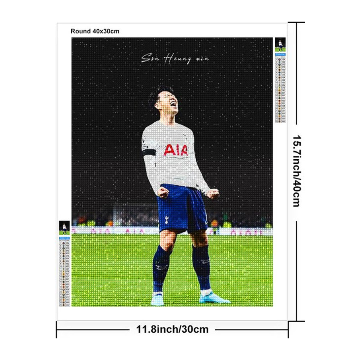 Son Heung Min 5D Diamantmalerei Fußball Stern Poster als kreative Mosaik Wanddekoration in Mehrfarbig - Bild 1