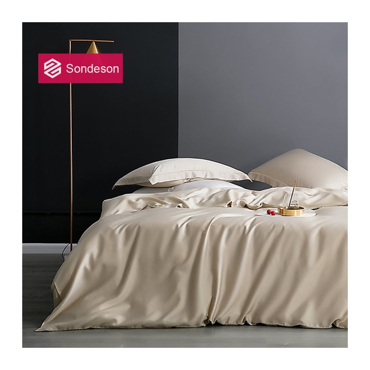 Sondeson Bettwäsche-Set aus 100 % Seide in Champagner Gold - Bild 1