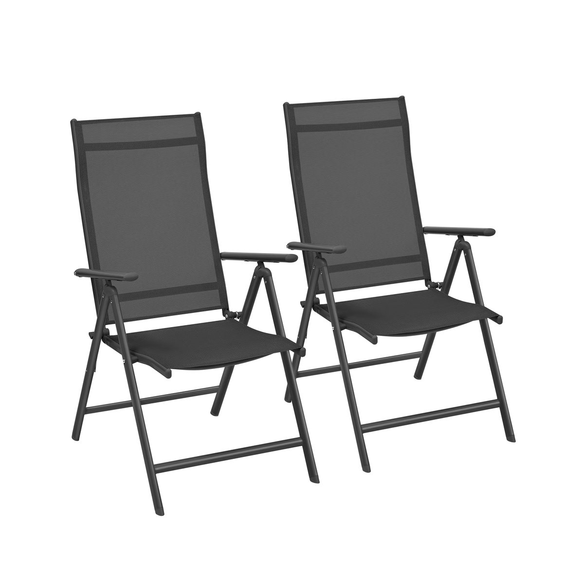 SONGMICS 2er Set Gartenklappstühle in Anthrazit mit robustem Aluminiumgestell und 8-stufig verstellbarer Rückenlehne - Bild 2