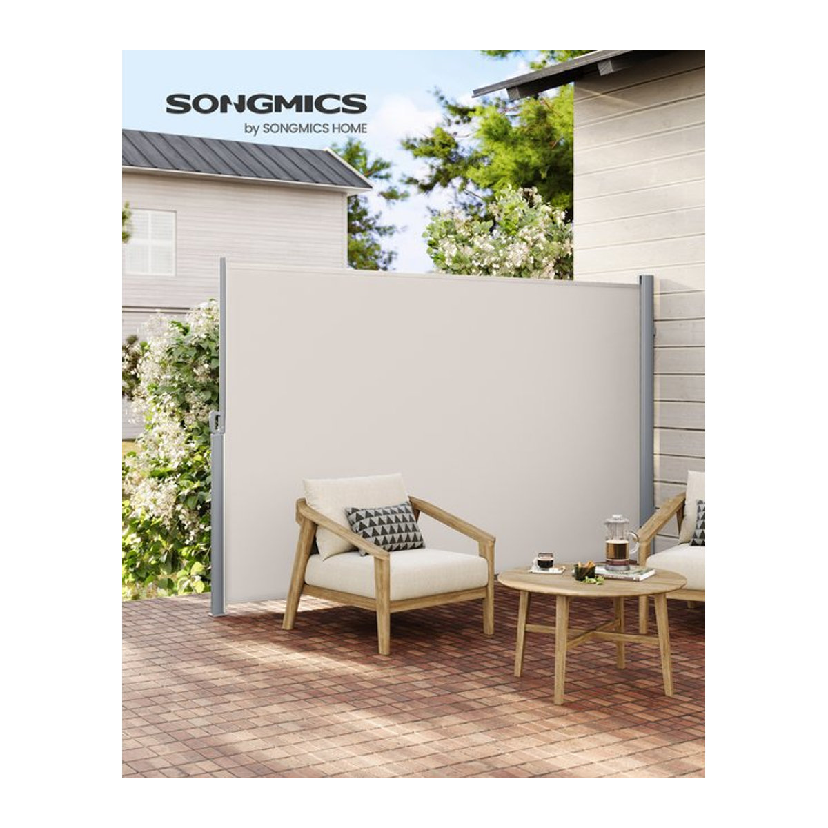 SONGMICS Alu-Seitenmarkise ausziehbar als blickdichter Sonnenschutz, B: 350 cm, H: 160 cm - Bild 1