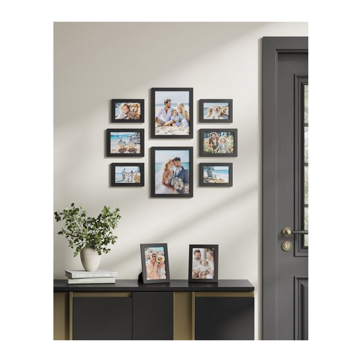 SONGMICS Bilderrahmen 10er Set in Schwarz mit MDF und Kunststoffscheibe für Tischaufstellung oder Wandmontage - Bild 1