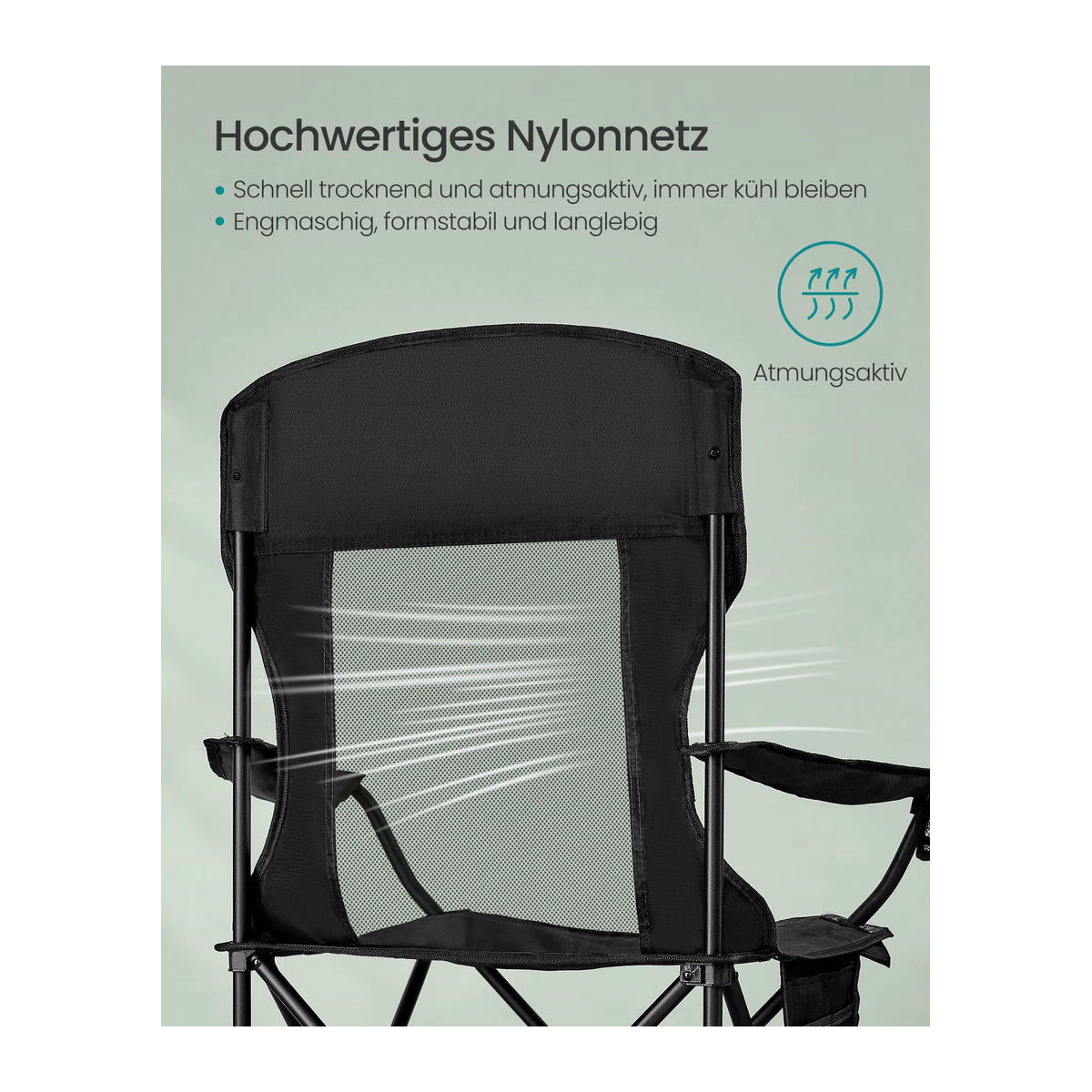 SONGMICS Campingstuhl 2er Set mit hoher Rückenlehne und verstellbaren Armlehnen, klappbare Angelstühle mit Getränkehalter, belastbar bis 150 kg - Bild 2
