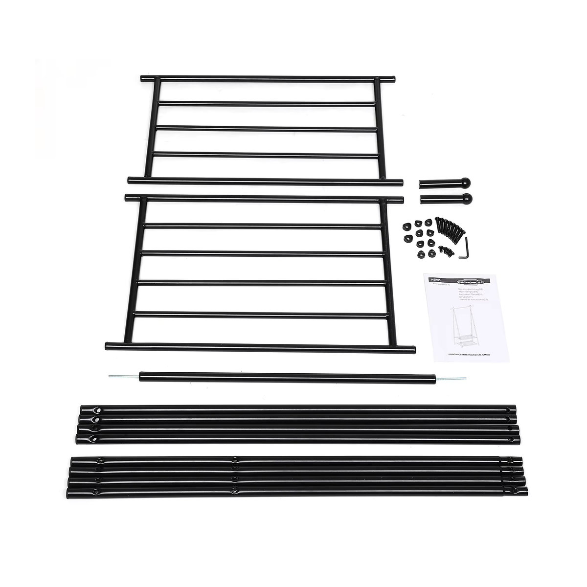 SONGMICS Garderobenständer aus Metall in Schwarz mit 2 Ablagen für Schuhe und Boxen, minimalistisches Design - Bild 4