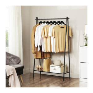 SONGMICS Garderobenständer aus Metall mit Kleiderstange und Regal in minimalistischem Design, B/T/H: 33,5 x 33,5 x 153 cm
