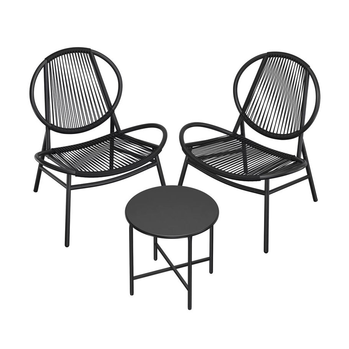 SONGMICS Gartenmöbel-Set aus Polyrattan in Blau und Schwarz mit Tisch und 2 Stühlen für Balkon und Terrasse - Bild 2