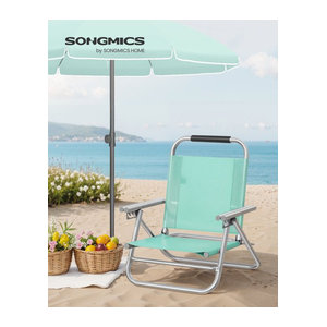 SONGMICS Gartenstuhl mit Armlehnen und 4-stufig verstellbarer Rückenlehne aus Mesh als klappbarer Strandstuhl