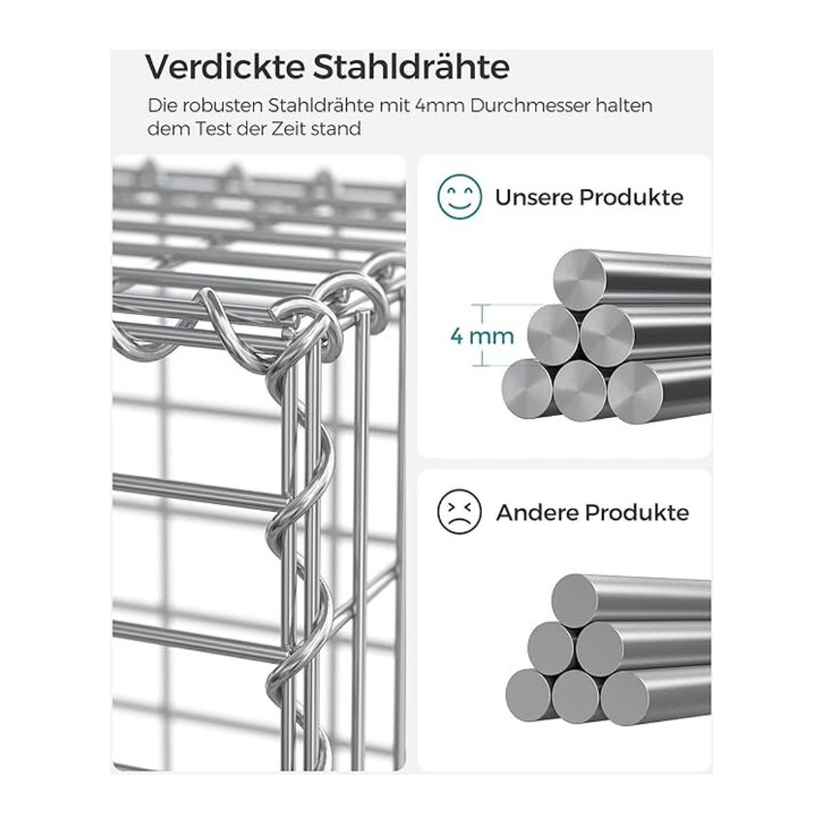 SONGMICS Hochbeet Gabionen Gabionenkorb aus Metall B/T/H: 100 x 50 x 30 cm - Bild 1