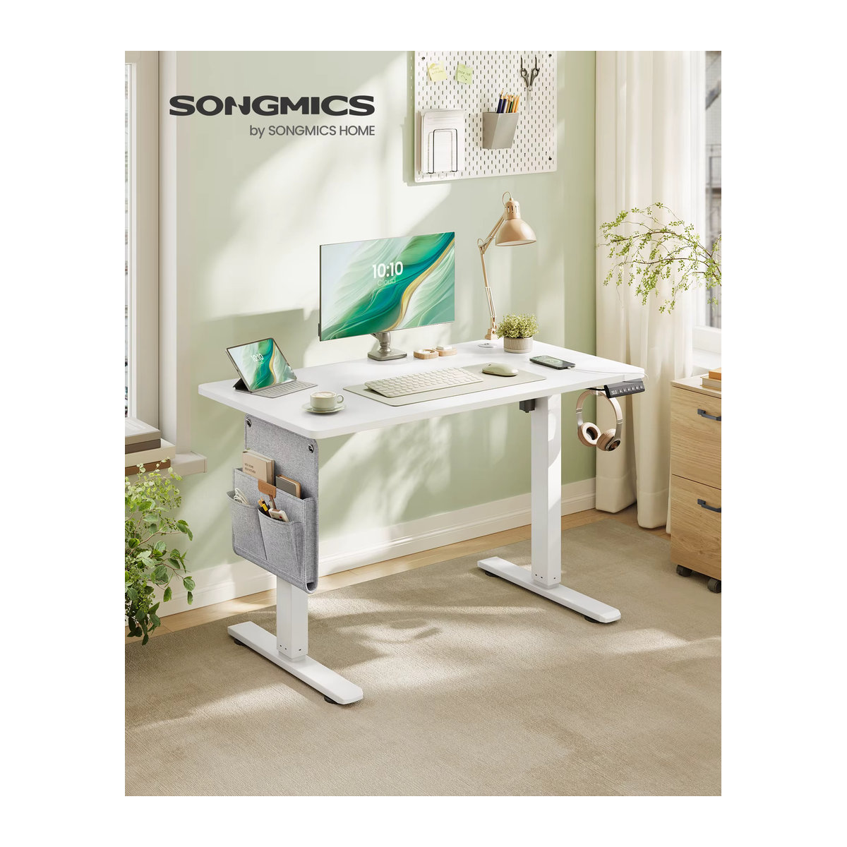 SONGMICS Höhenverstellbarer Schreibtisch mit Memory-Funktion und USB-C-Anschluss, B/T: 100 x 60 cm - Bild 2