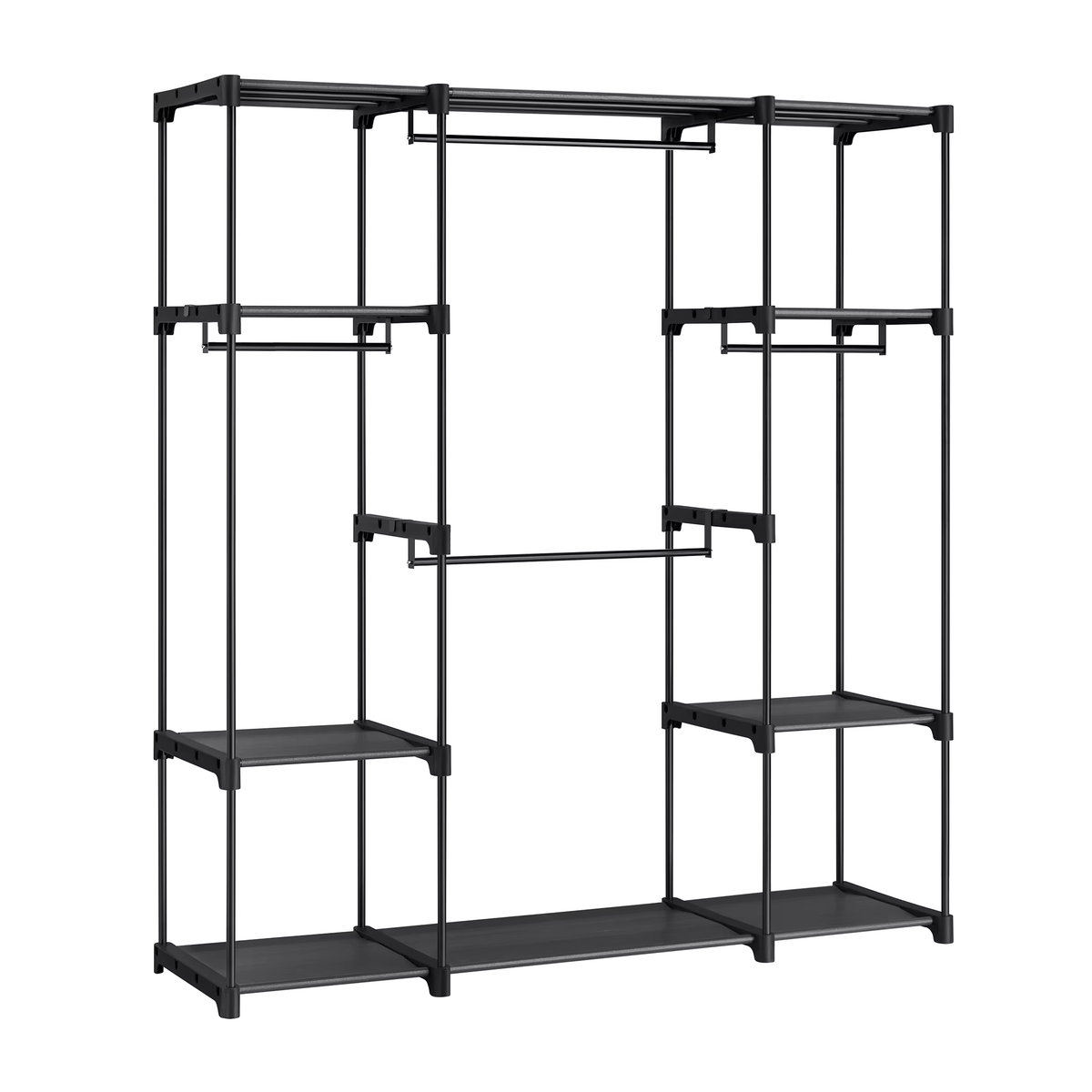 SONGMICS Kleiderschrank offen mit Kleiderstange und 4 Hängefächern, Garderobe aus Metall, Schwarz, B/T/H: 43 x 151 x 166 cm - Bild 5