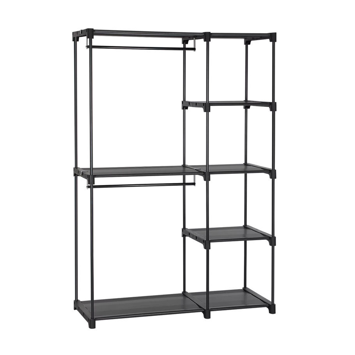 SONGMICS Kleiderschrank offen mit Kleiderstangen im Industrial-Design, Schwarz - Bild 2