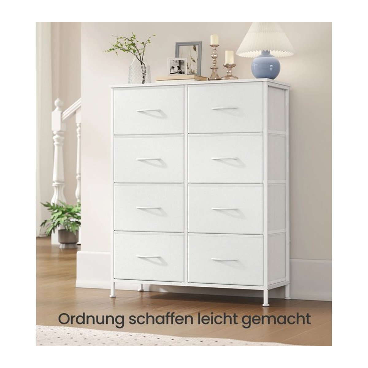 SONGMICS Kommode mit 8 Stoffschubladen in Weiß für Schlafzimmer, Flur und Wohnzimmer - Bild 1