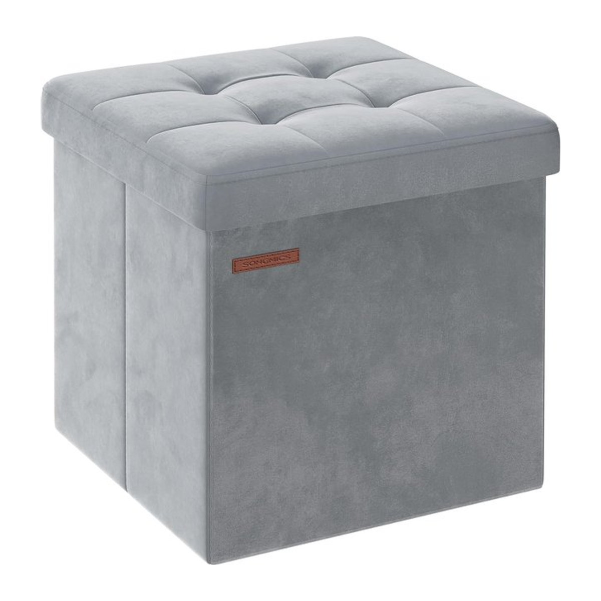 SONGMICS Polsterhocker Sitzbank und Aufbewahrungsbox mit Deckel aus Samt in Anthrazit und Grau - Bild 1