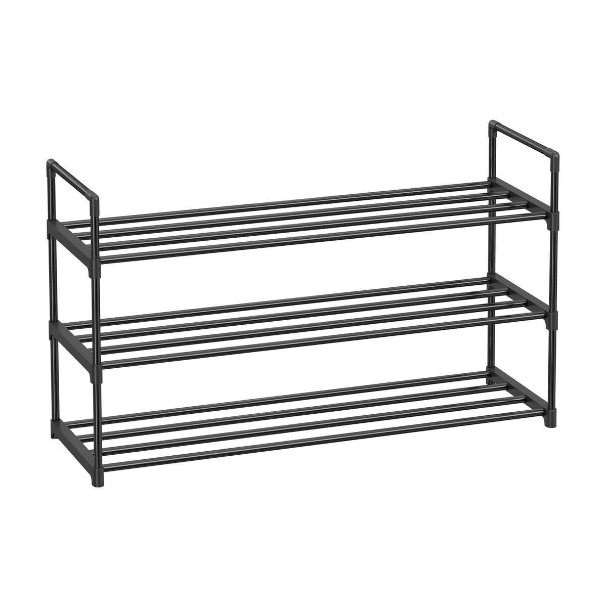 SONGMICS Schuhregal aus Metall in Schwarz mit 3 Ebenen als stapelbarer Schuh-Organizer für 12-15 Paar Schuhe - Bild 7