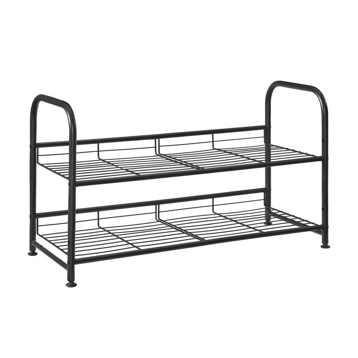 SONGMICS Schuhregal aus Stahl in Schwarz mit 2 Ablagen, stapelbarer Schuh-Organizer für bis zu 8 Paar Schuhe, B/T/H: 68,5 x 27,5 x 37 cm - Bild 2