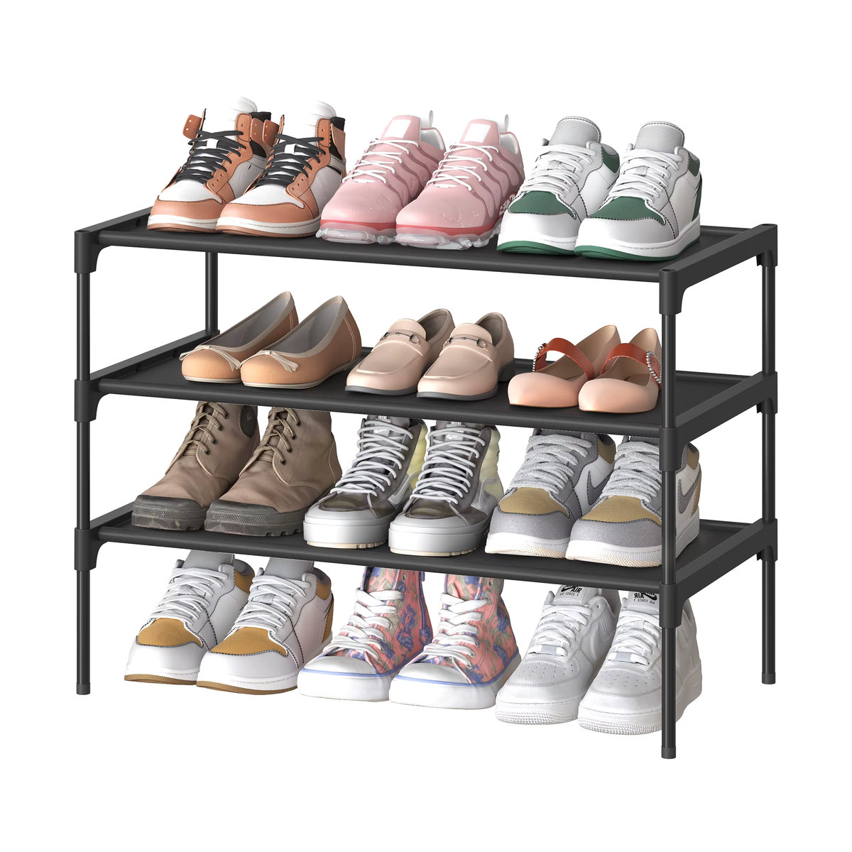SONGMICS Schuhregal mit 3 Ebenen aus Metall und Vliesstoff in Schwarz - Bild 6