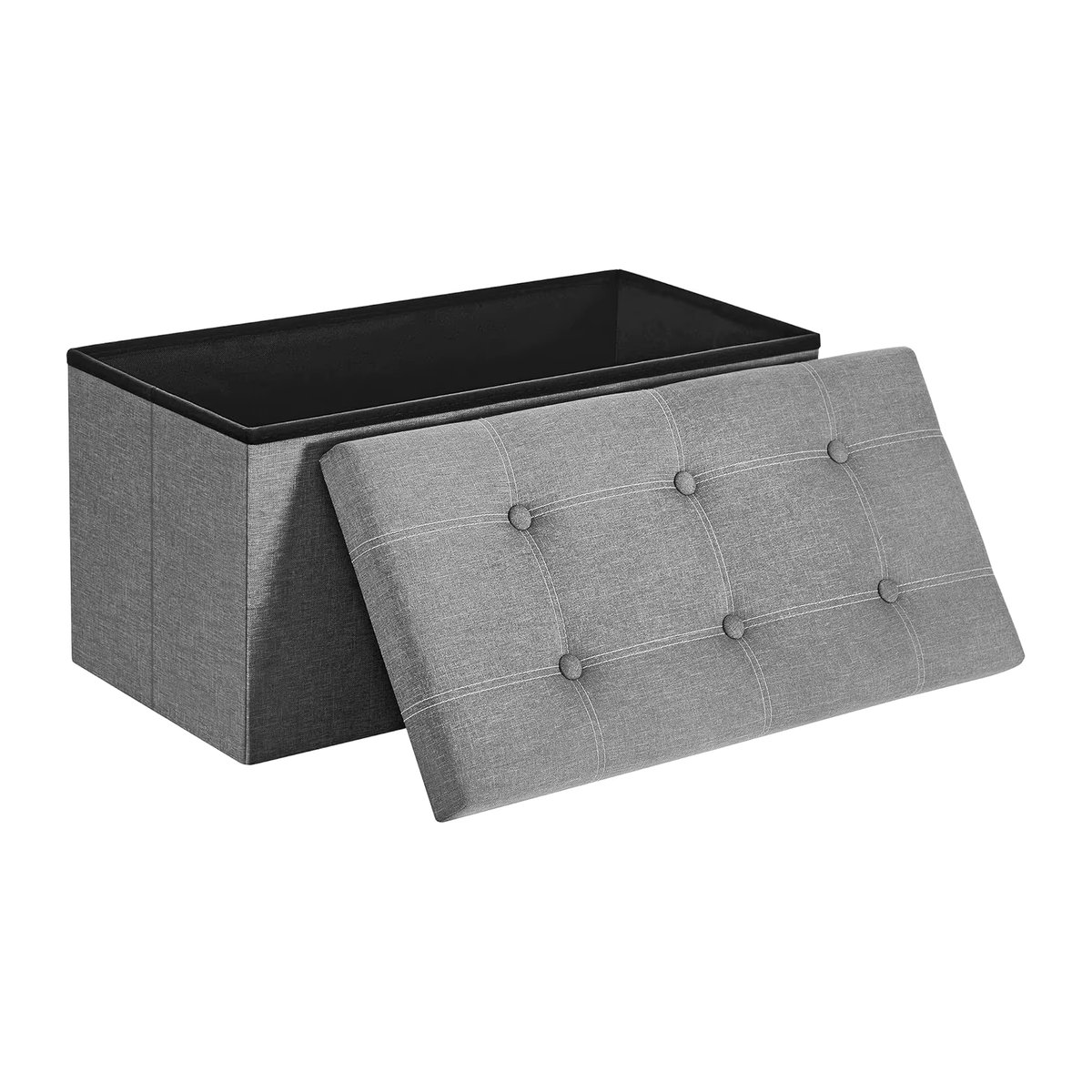 SONGMICS Sitzbank mit Stauraum als Sitztruhe und Sitzhocker, grau, Leinenimitat, B/T/H: 76 x 38 x 38 cm - Bild 2