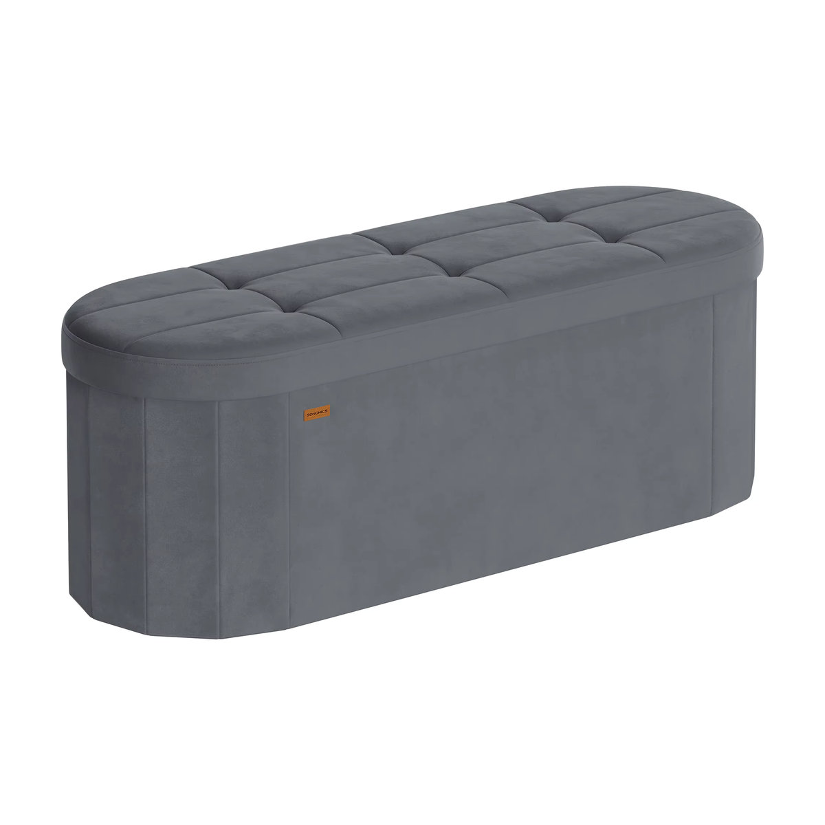 SONGMICS Sitzbank mit Stauraum aus Samt in Grau, Polsterhocker und Aufbewahrungsbox im modernen Design - Bild 6