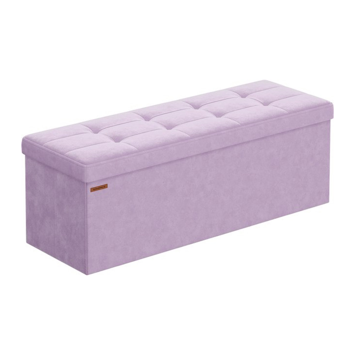 SONGMICS Sitzbank mit Stauraum aus Samt in Lavendellila, klappbare Sitztruhe im modernen Design, B/H/T: 110 x 38 x 38 cm - Bild 1