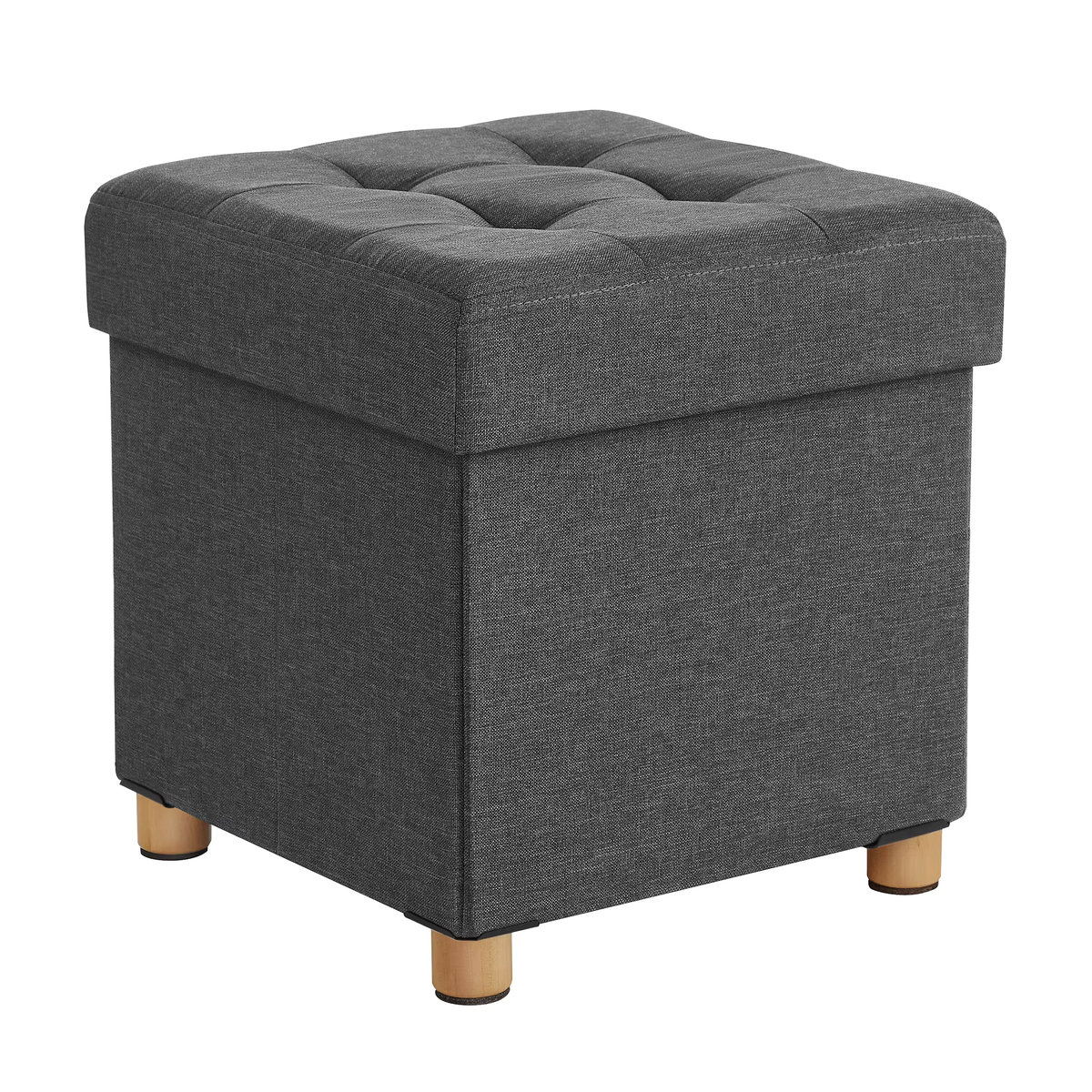 SONGMICS Sitzhocker als Sitzwürfel und Aufbewahrungsbox in Grau mit Holzfüßen und Deckel, B/T/H: 40 x 40 x 38 cm - Bild 7