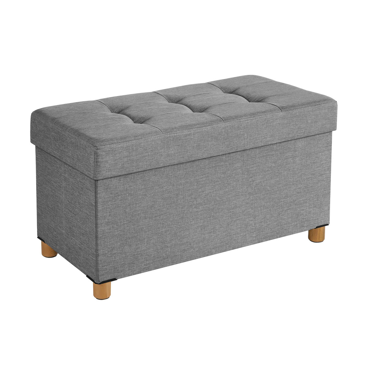 SONGMICS Sitzhocker mit Stauraum als klappbare Sitzbank und Aufbewahrungsbox in Grau, B/T/H: 76,1 x 40,1 x 40,1 cm - Bild 7