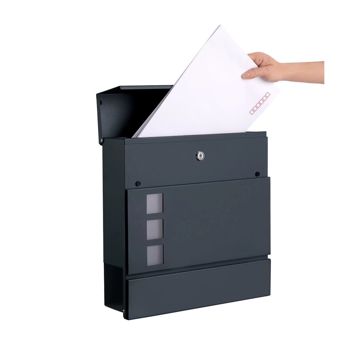 SONGMICS XXL Briefkasten mit Zeitungsfach und Sichtfenster, B/H/T: 37 x 37 x 10,5 cm, inklusive Aufkleber gegen unerwünschte Werbung - Bild 3