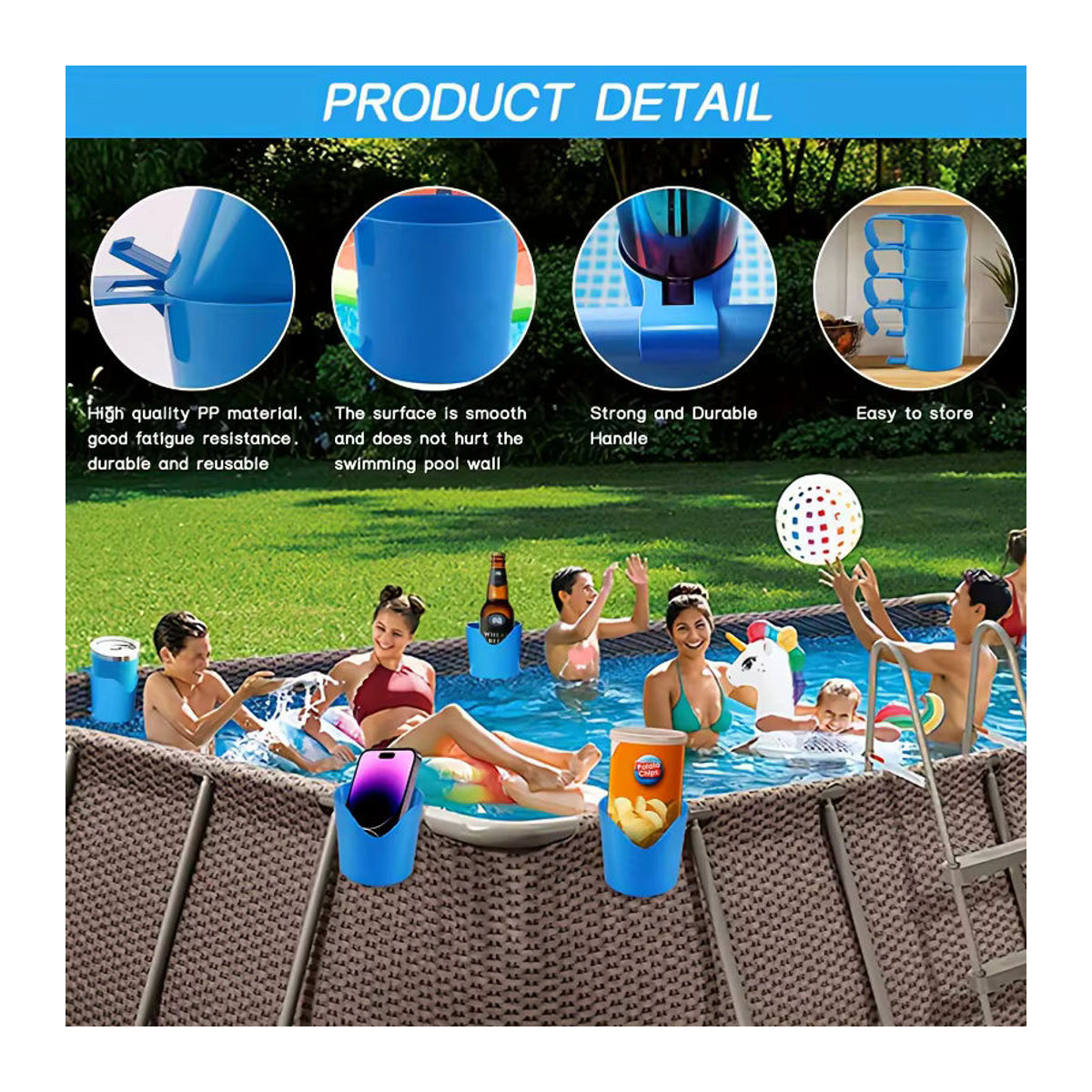 SONGYI Pool Becherhalter für oberirdische Schwimmbäder zur Befestigung von Getränken und Flaschen für runde Bars - Bild 5