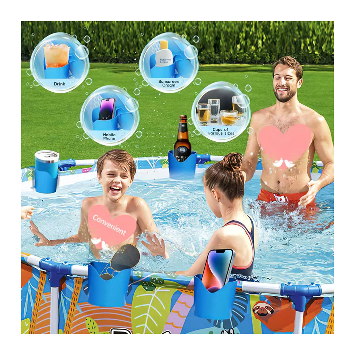 SONGYI Pool Becherhalter für oberirdische Schwimmbäder zur Befestigung von Getränken und Flaschen für runde Bars - Bild 6