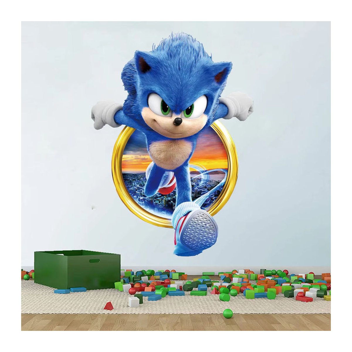 Sonic DIY Wandaufkleber Sega Cartoon Igel Dekoration für Kinderzimmer in Blau aus Kunststoff - Bild 3