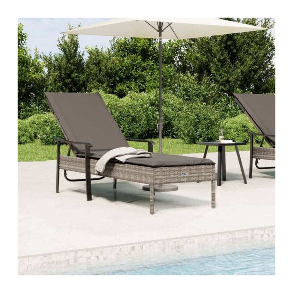 Sonnenliege mit Auflage in Grau aus Poly Rattan von Vidaxl - Bild 1