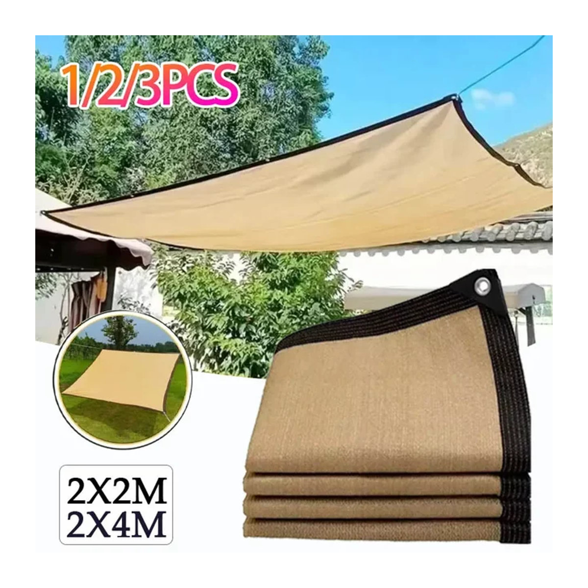 Sonnenschutz Netz zur Wärmedämmung für Garten und Outdoor, UV-Blockierendes Schatten Tuch, 2 x 2 m oder 2 x 4 m - Bild 1