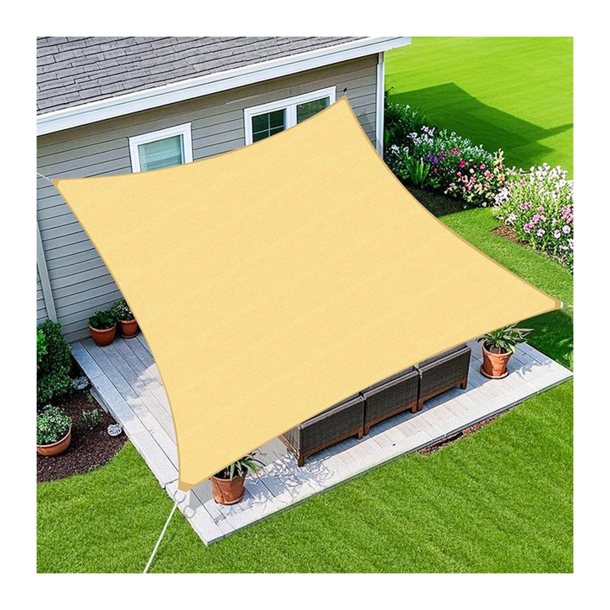 Sonnenschutz Segel als Baldachin aus atmungsaktivem Stoff für Terrasse und Garten in Dreieck und Rechteck - Bild 1