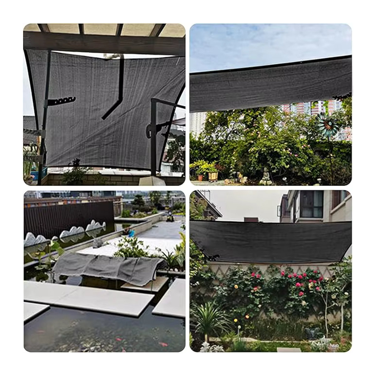 Sonnensegel Schwarz als Sonnenschutz für Gewächshaus und Outdoor mit UV-Schutz - Bild 4