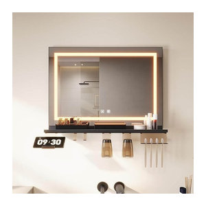 SONNI Badspiegel mit Beleuchtung und Ablage, rechteckiger Wandspiegel mit Touch-Funktion, 3 Lichtfarben, Anti-Beschlag und Gedächtnisfunktion, B/H: 70 x 50 cm