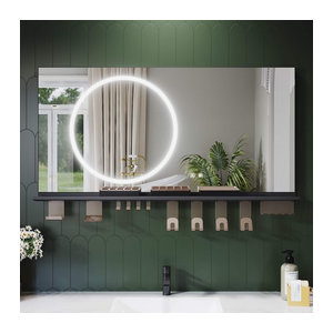 SONNI LED Badezimmerspiegel mit Beleuchtung und Ablage, rechteckiger Wandspiegel mit Anti-Beschlag, Touchschalter und Handyhalter, B/H: 120 x 60 cm