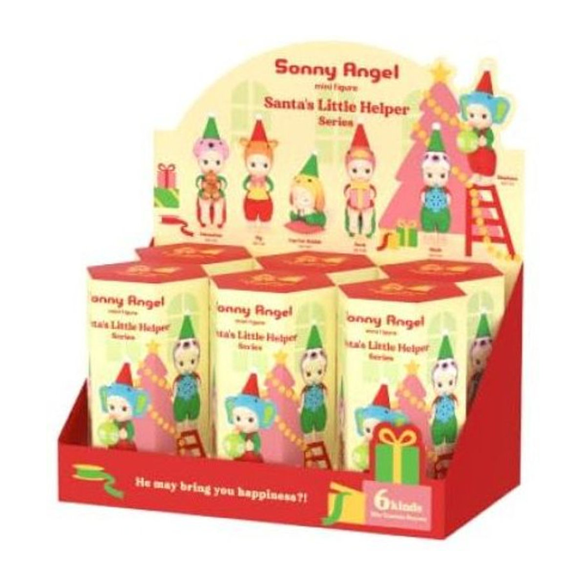 Sonny Angel Minifigur Little Helper Serie Weihnachtsmann gemischte Schachtel mit 6 Figuren aus Kunststoff in Rot, Grün und Mehrfarbig - Bild 1
