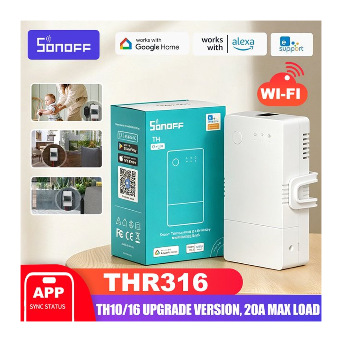 SONOFF TH Origi Smart Switch THR316/320 in Weiß mit Echtzeit-Temperatur- und Feuchtigkeitsüberwachung sowie LCD-Sensor, kompatibel mit Alexa und IFTTT - Bild 1