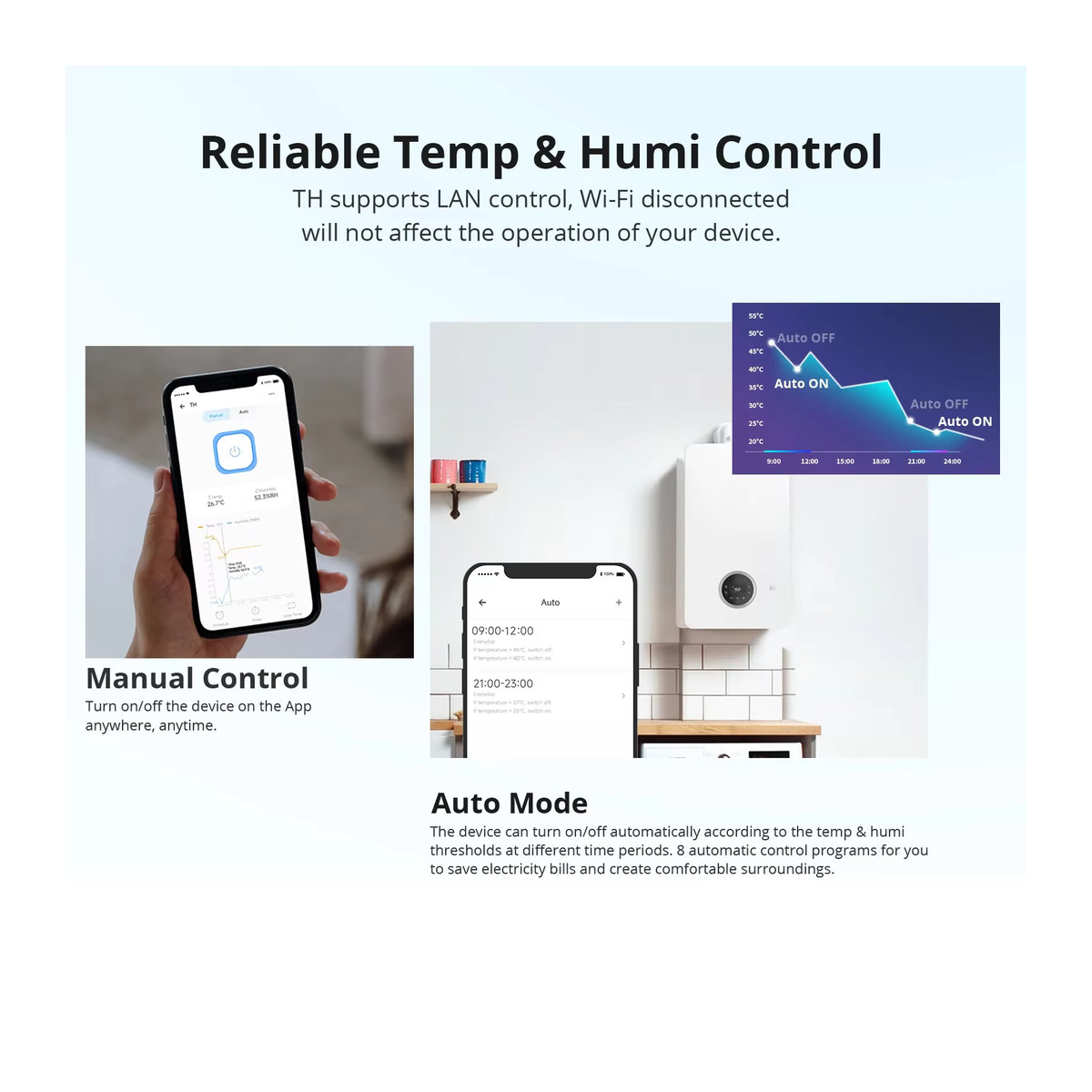 SONOFF TH Origi Smart Switch THR316/320 in Weiß mit Echtzeit-Temperatur- und Feuchtigkeitsüberwachung sowie LCD-Sensor, kompatibel mit Alexa und IFTTT - Bild 4