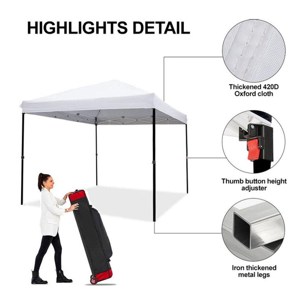 Sonuto Pop-Up Überdachungszelt mit belüftetem Dach und wasserdichter Plane, 3 x 3 m, inklusive Tasche, 8 Pfähle und 4 Seilen - Bild 1
