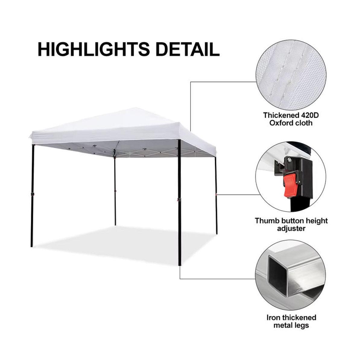 Sonuto Pop-Up Überdachungszelt mit belüftetem Dach und wasserdichter Plane, 3 x 3 m, inklusive Tasche, 8 Pfähle und 4 Seilen - Bild 2