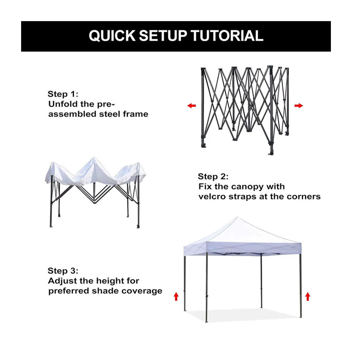Sonuto Pop-Up Überdachungszelt mit belüftetem Dach und wasserdichter Plane, 3 x 3 m, inklusive Tasche, 8 Pfähle und 4 Seilen - Bild 4