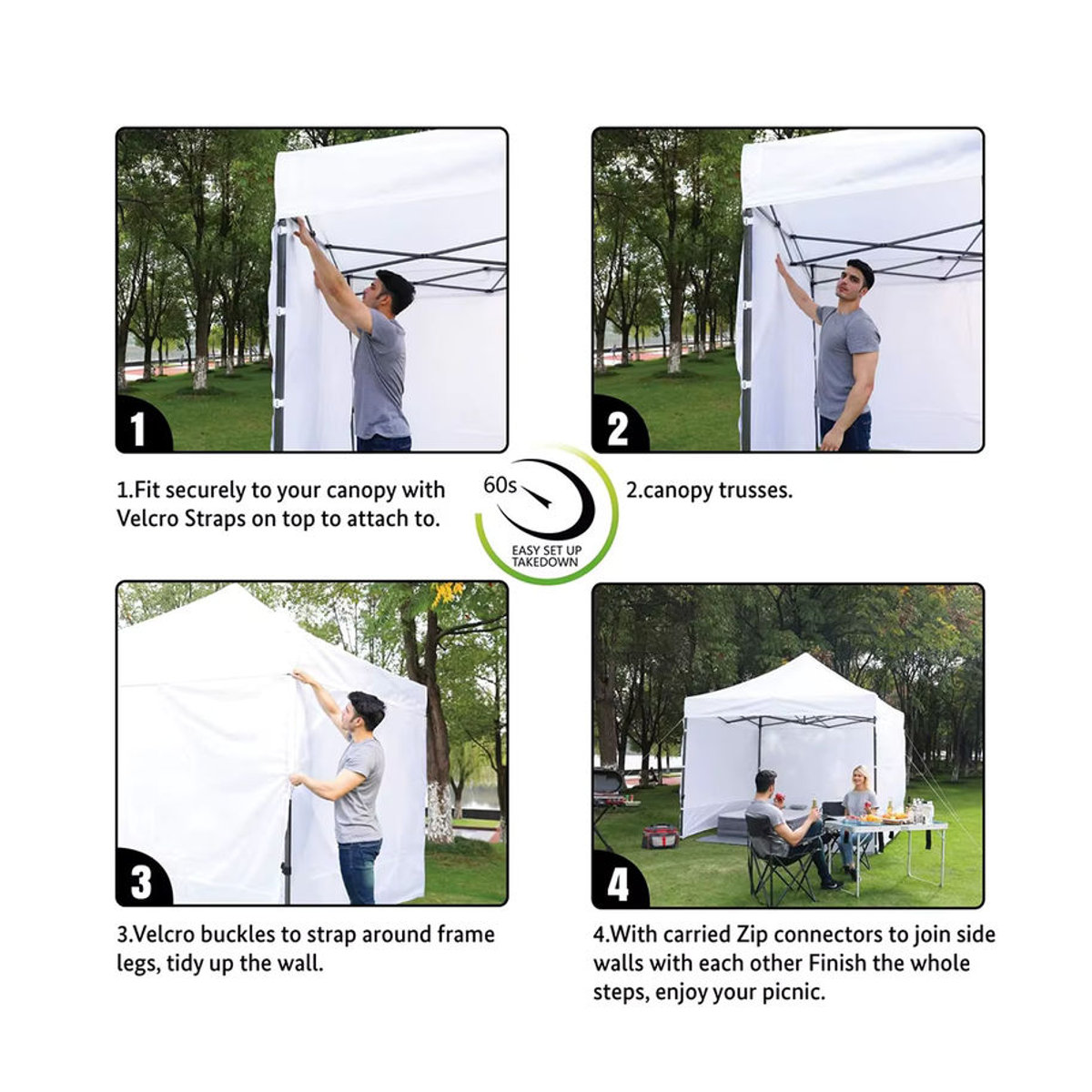 Sonuto Pop-Up Überdachungszelt mit belüftetem Dach und wasserdichter Plane, 3 x 3 m, inklusive Tasche, 8 Pfähle und 4 Seilen - Bild 5