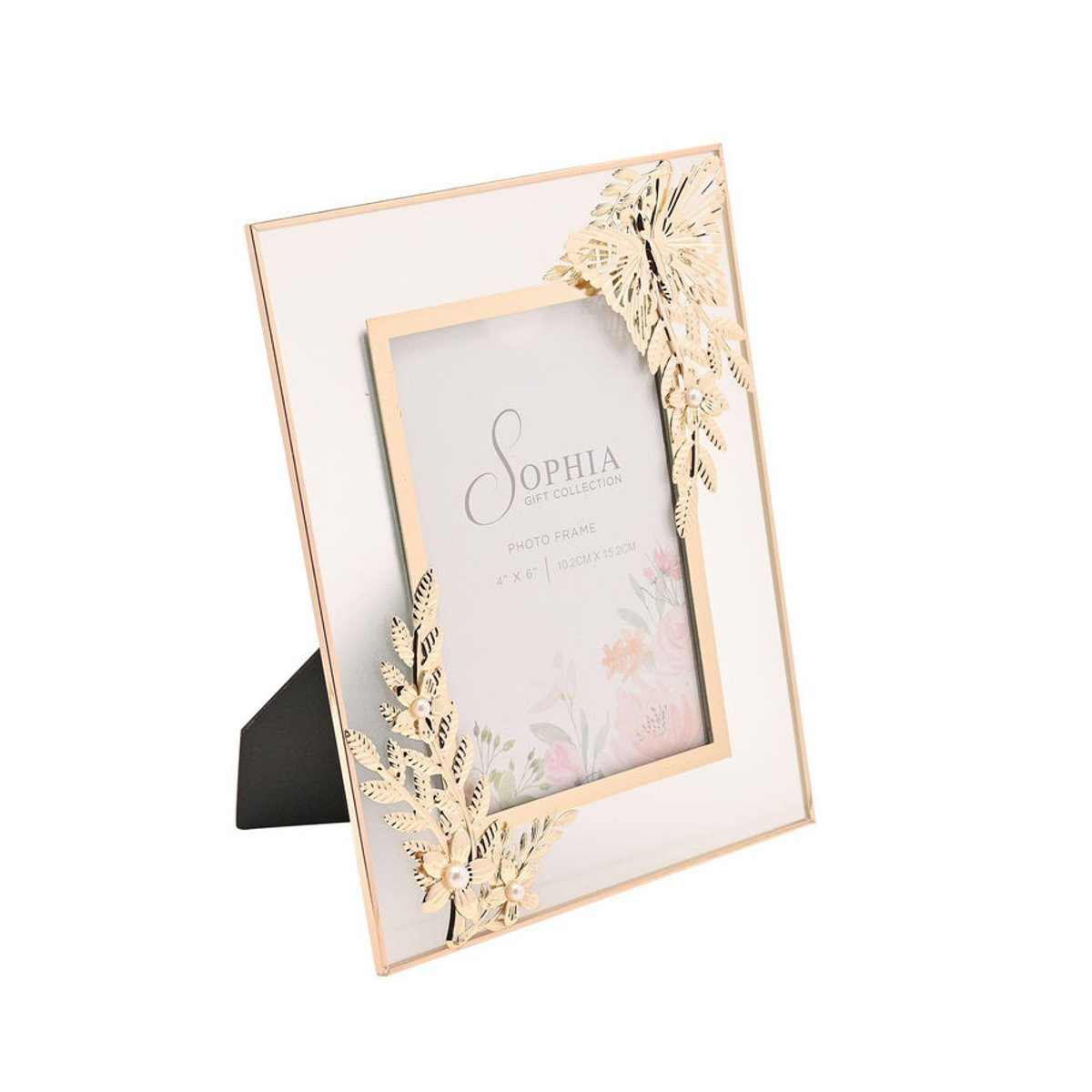 Sophia Classic Gold Butterfly Bilderrahmen aus Metall mit floralem Design, Tischaufsteller, Farbe: Gold, B/H: 10 x 15 cm - Bild 1