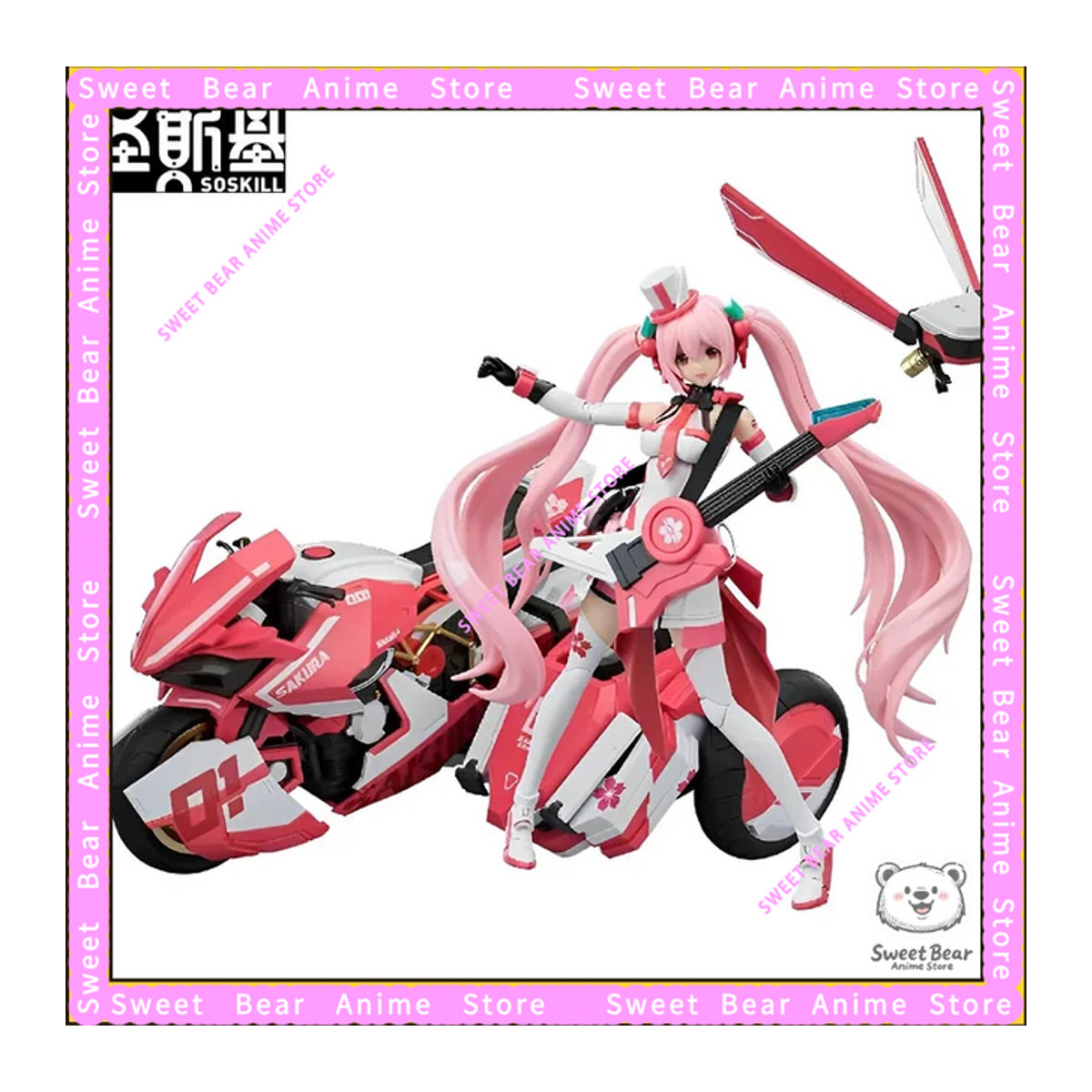 SOSKILL Hatsune Miku Sakura Miku Anime Actionfigur in Rosa, 16 cm Höhe - Bild 1