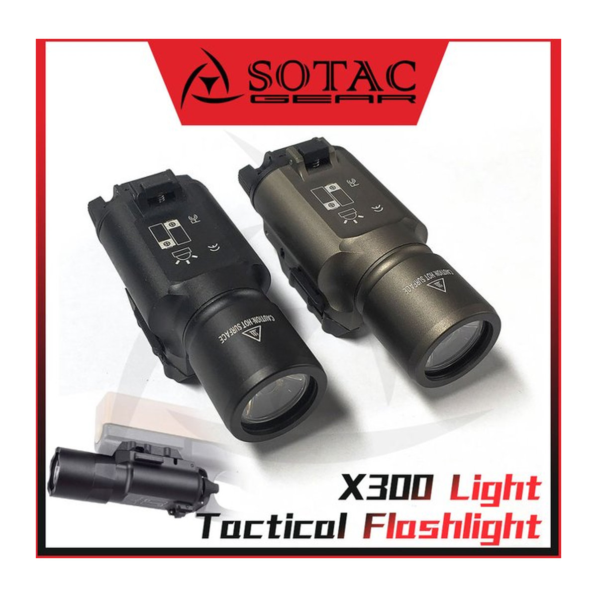 SOTAC GEAR Taktische X300 Taschenlampe mit weißer LED für 20 mm Schienen für Jagd und Outdoor - Bild 1