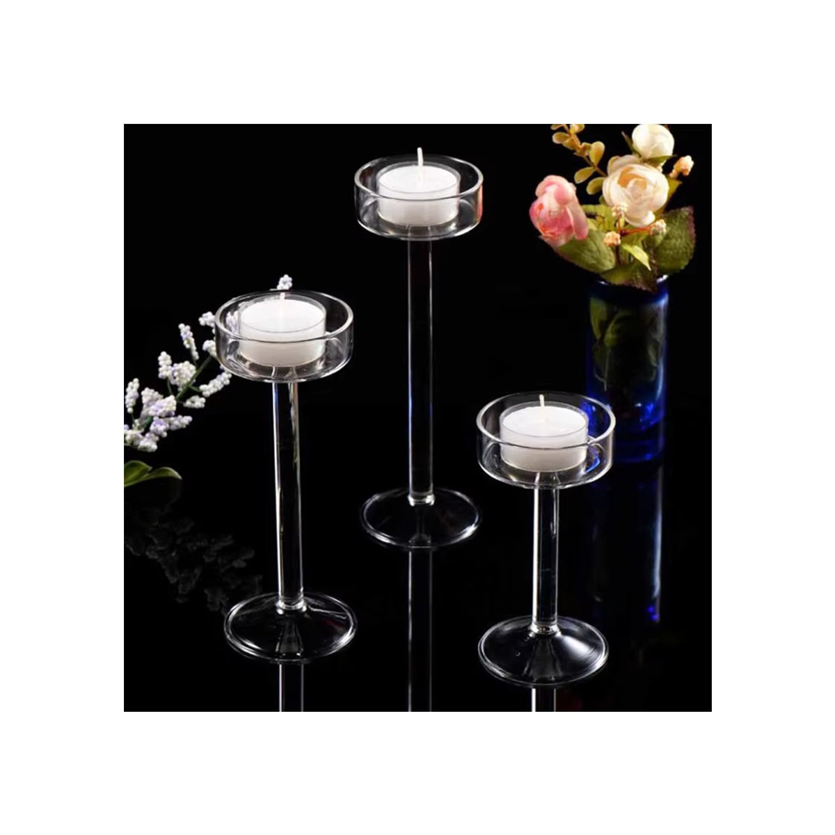 South Moon Kristallglas Teelichthalter Set aus transparentem Glas für Hochzeit und Tischdekoration - Bild 6